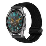 For Huawei Watch GT 22mm Magnetic Buckle Braided Watch Band(Metallic Black)