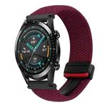 For Huawei Watch GT2 46mm 22mm Magnetic Buckle Braided Watch Band(Black Sand Red)