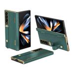For Samsung Galaxy Z Fold3 Retractable Wrist Strap Invisible Stand Phone Case(Green)