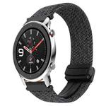 For Amazfit Watch GTR 4 22mm Magnetic Buckle Braided Watch Band(Metallic Black)