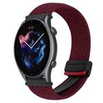 For Amazfit Watch GTR 3 22mm Magnetic Buckle Braided Watch Band(Wine Red)