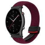 For Amazfit Watch GTR 2e 22mm Magnetic Buckle Braided Watch Band(Wine Red)