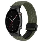 For Amazfit Watch GTR 2e 22mm Magnetic Buckle Braided Watch Band(Olive Green)