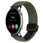 For Amazfit Watch GTR 2 22mm Magnetic Buckle Braided Watch Band(Olive Green)