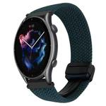 For Amazfit Sport Watch 3 22mm Magnetic Buckle Braided Watch Band(Forest Green)