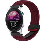 For Garmin Forerunner 255 Music 22mm Magnetic Buckle Braided Watch Band(Wine Red)