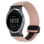 For Garmin Vivoactive 4 22mm Magnetic Buckle Braided Watch Band(Pink)