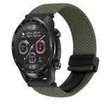 For Ticwatch Pro X 22mm Magnetic Buckle Braided Watch Band(Olive Green)