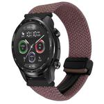 For Ticwatch Pro X 22mm Magnetic Buckle Braided Watch Band(Smoke Purple)