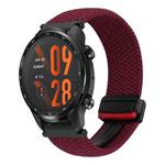 For Ticwatch Pro 3 22mm Magnetic Buckle Braided Watch Band(Black Sand Red)