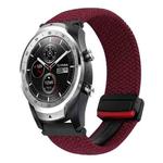 For Ticwatch Pro 2020 22mm Magnetic Buckle Braided Watch Band(Black Sand Red)