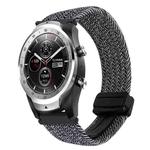 For Ticwatch Pro 2020 22mm Magnetic Buckle Braided Watch Band(Black White)