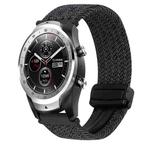 For Ticwatch Pro 2020 22mm Magnetic Buckle Braided Watch Band(Black Gray)