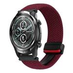 For Ticwatch Pro 2021 22mm Magnetic Buckle Braided Watch Band(Black Sand Red)