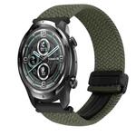 For Ticwatch Pro 2021 22mm Magnetic Buckle Braided Watch Band(Olive Green)