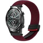 For Ticwatch Pro 2021 22mm Magnetic Buckle Braided Watch Band(Wine Red)