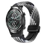 For Ticwatch Pro 2021 22mm Magnetic Buckle Braided Watch Band(Dazzling Black)