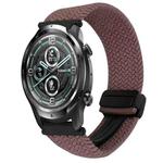 For Ticwatch Pro 2021 22mm Magnetic Buckle Braided Watch Band(Smoke Purple)