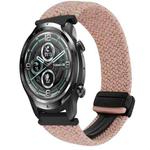 For Ticwatch Pro 22mm Magnetic Buckle Braided Watch Band(Pink Color)