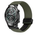 For Ticwatch Pro 22mm Magnetic Buckle Braided Watch Band(Olive Green)