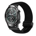 For Ticwatch Pro 22mm Magnetic Buckle Braided Watch Band(Black)