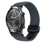 For Ticwatch Pro 22mm Magnetic Buckle Braided Watch Band(Dark Gray)