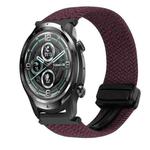 For Ticwatch Pro 22mm Magnetic Buckle Braided Watch Band(Dark Brown)