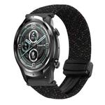 For Ticwatch Pro 22mm Magnetic Buckle Braided Watch Band(Starlight Black)