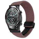 For Ticwatch Pro 22mm Magnetic Buckle Braided Watch Band(Smoke Purple)