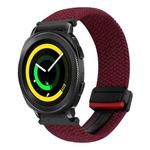 For Samsung Gear Sport 20mm Magnetic Buckle Braided Watch Strap(Black Sand Red)