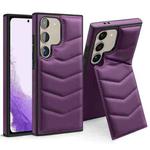 For Samsung Galaxy S22+ 5G Down Jacket Card Bag Holder MagSafe Phone Case(Purple)