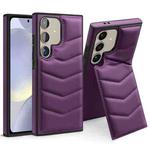 For Samsung Galaxy S24+ 5G Down Jacket Card Bag Holder MagSafe Phone Case(Purple)