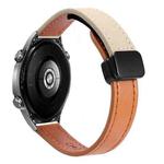 22mm Slim Magnetic Buckle Microfiber Leather Watch Band For Huawei Watch Ultimate(Aimaorange+Cream Apricot)