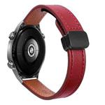 22mm Slim Magnetic Buckle Microfiber Leather Watch Band For Huawei Watch Ultimate(Wine Red)