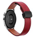 22mm Slim Magnetic Buckle Microfiber Leather Watch Band For Huawei Watch 3 Pro New(Wine Red)