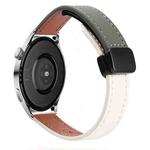 22mm Slim Magnetic Buckle Microfiber Leather Watch Band For Huawei Watch 3 Pro New(Apricot+Avocado Green)