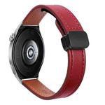 22mm Slim Magnetic Buckle Microfiber Leather Watch Band For Huawei Watch GT3 46mm(Wine Red)