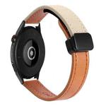 22mm Slim Magnetic Buckle Microfiber Leather Watch Band For Huawei Watch GT Runner(Aimaorange+Cream Apricot)