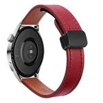 22mm Slim Magnetic Buckle Microfiber Leather Watch Band For Huawei Watch 3 Pro(Wine Red)