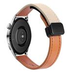 22mm Slim Magnetic Buckle Microfiber Leather Watch Band For Huawei Watch 3(Aimaorange+Cream Apricot)