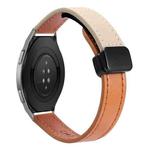 22mm Slim Magnetic Buckle Microfiber Leather Watch Band For Huawei Watch GT 2e(Aimaorange+Cream Apricot)