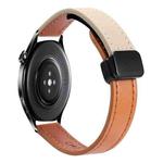 For Xiaomi Watch S1 Pro 22mm Slim Magnetic Buckle Microfiber Leather Watch Band(Aimaorange+Cream Apricot)