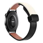 For Xiaomi Watch S1 Pro 22mm Slim Magnetic Buckle Microfiber Leather Watch Band(Black+Apricot)