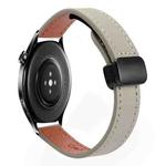 For Xiaomi Watch S1 22mm Slim Magnetic Buckle Microfiber Leather Watch Band(Calf Elephant Gray)