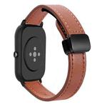 For Amazfit Watch Bip5 Small Waist 22mm Magnetic Microfiber Leather Watch Band(Mocha Brown)