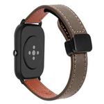 For Amazfit Watch Bip5 Small Waist 22mm Magnetic Microfiber Leather Watch Band(Caramel Macchiato)