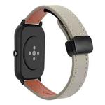 For Amazfit Watch Bip5 Small Waist 22mm Magnetic Microfiber Leather Watch Band(Calf Elephant Gray)