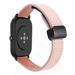 For Amazfit Watch Bip5 Small Waist 22mm Magnetic Microfiber Leather Watch Band(Sakura Pink)