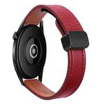 For Amazfit Watch GTR 4 Small Waist 22mm Magnetic Microfiber Leather Watch Band(Wine Red)