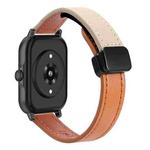 For Amazfit Watch Sport 3 Small Waist 22mm Magnetic Microfiber Leather Watch Band(Orange-Cream Apricot)